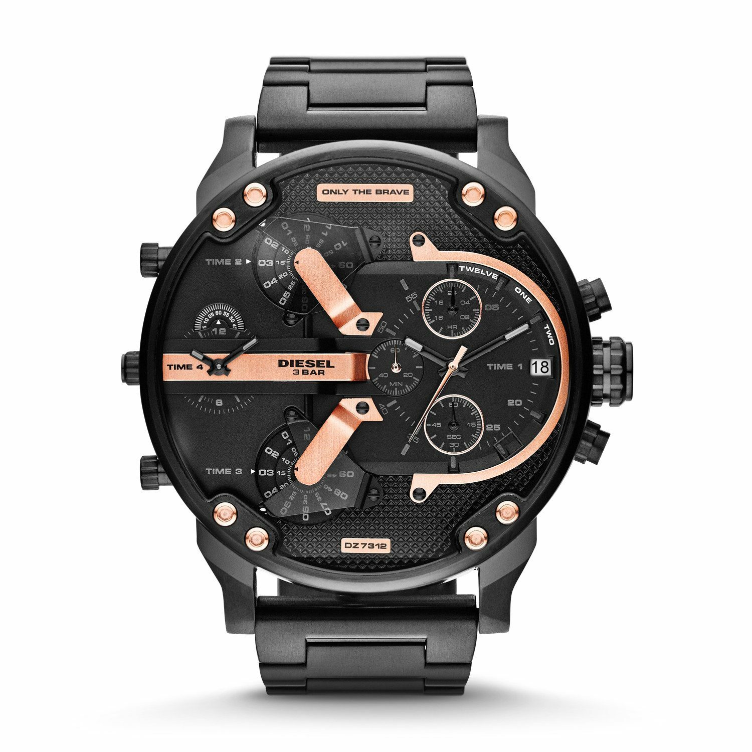 ساعت مچی مردانه دیزل هفت موتور مشکی عقربه رزگلد Diesel Mr.Daddy Black Black Screen Rose Gold Hands