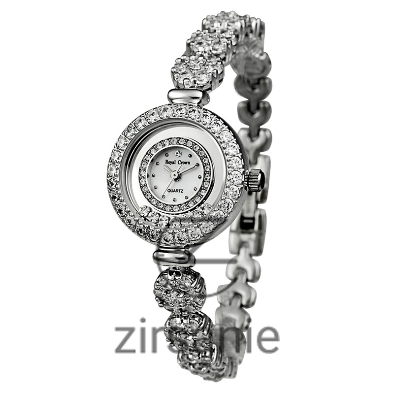 ساعت مچی زنانه رویال کرون دو دور بند Royal Crown White silver